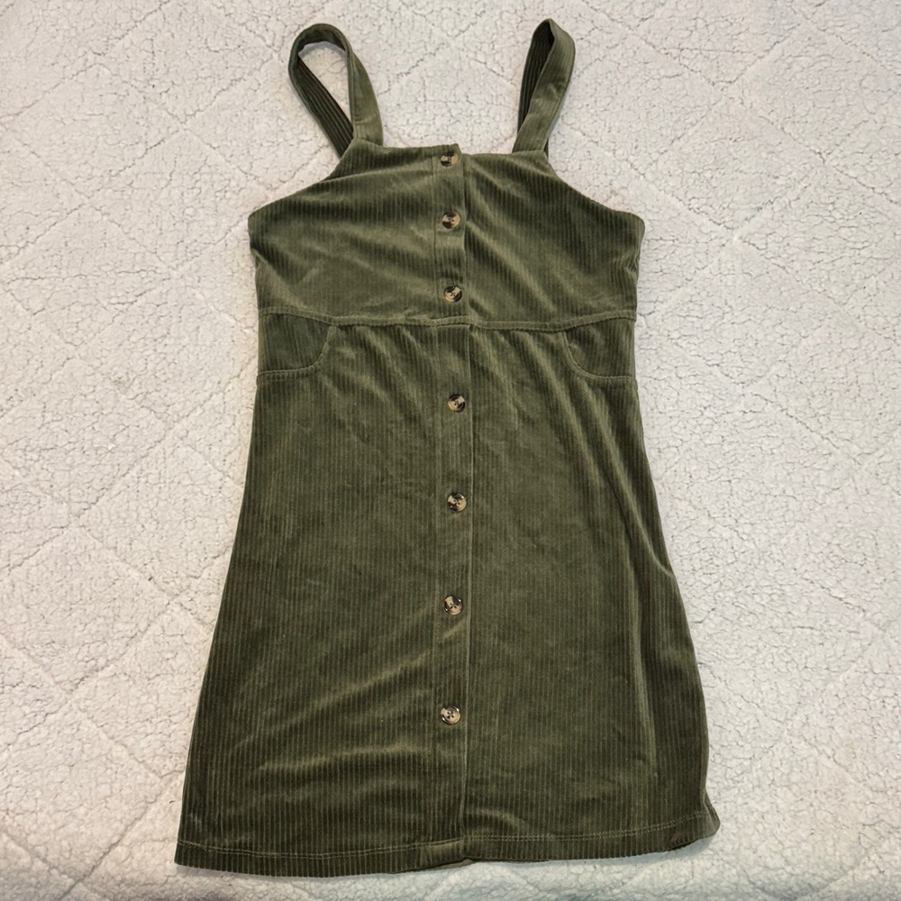 Olive Green Button-Down Dress